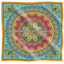 Azul Reino Unido real paisley 100% seda bufanda marca 90x90cm